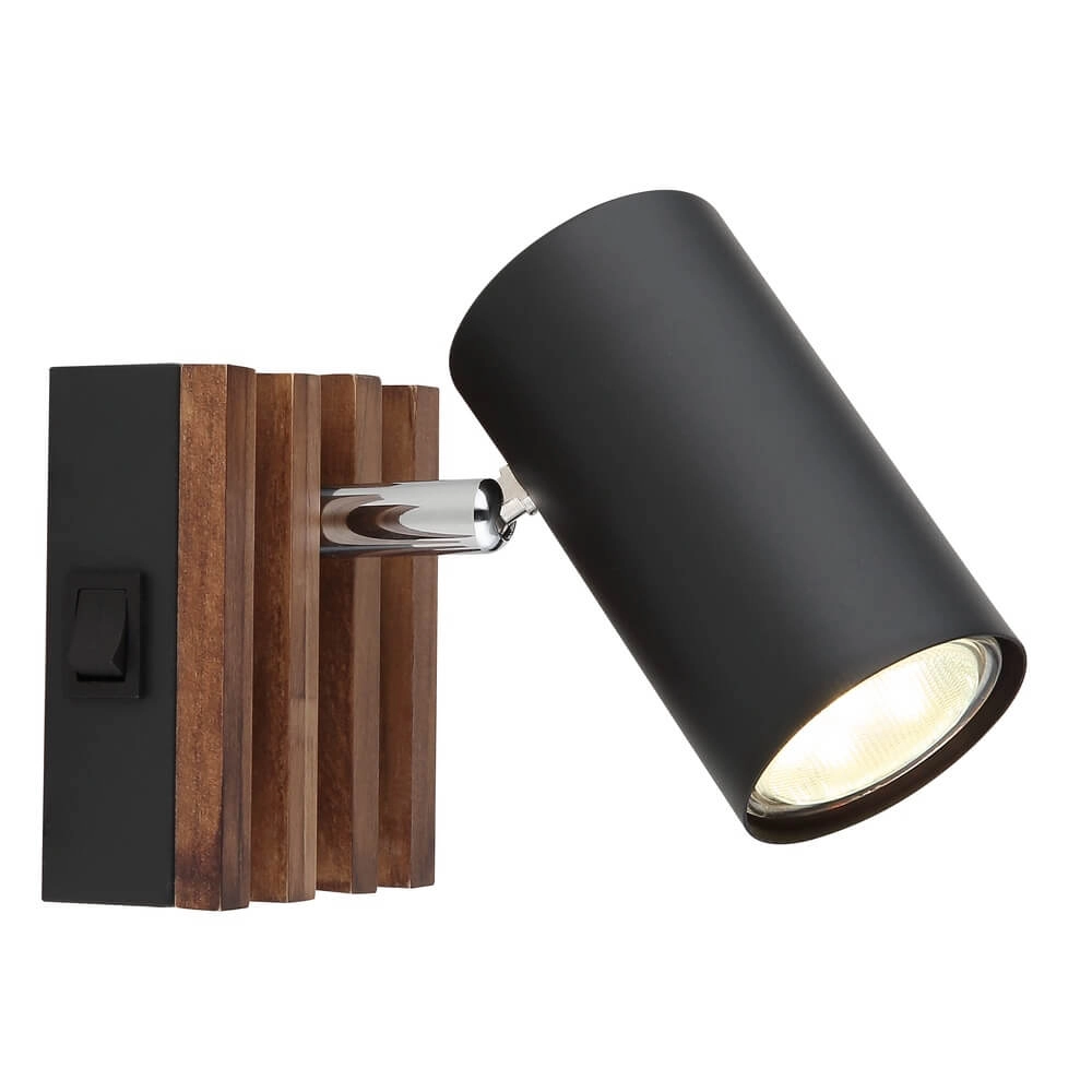 Deckenlampe Kayden Single schwarz mit Holz Globo 9007371525447