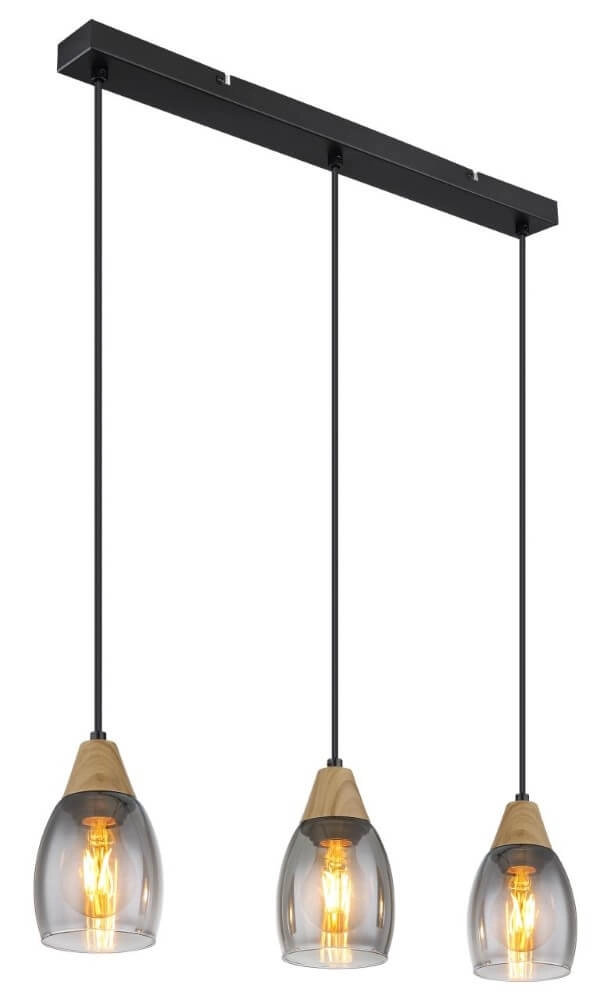 Hängelampe mit 3 Leuchten Reid Rauchglas Globo 9007371441730