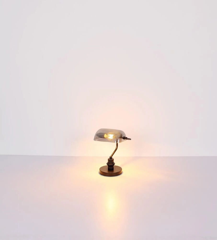 Schwarze Schreibtischlampe Antique mit Rauchglas Globo 9007371457779