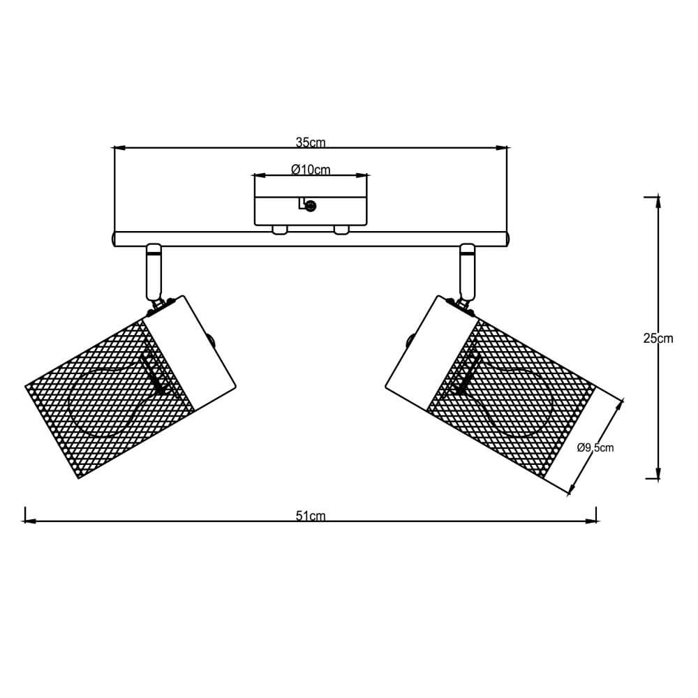 Schwarze Deckenlampe Kamolo 2x E27 Brilliant 4004353409400