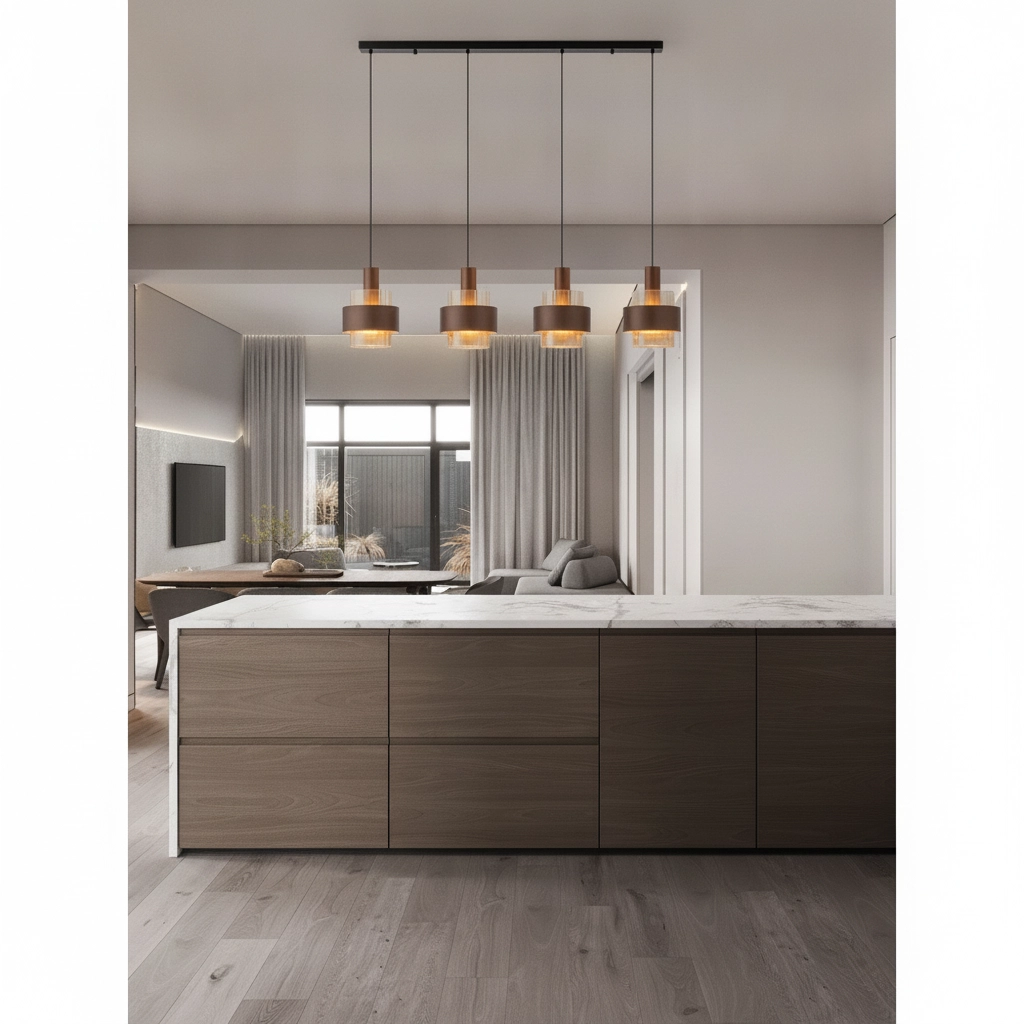 Moderne Pendellampe Serena 4-helles Kaffeebraun