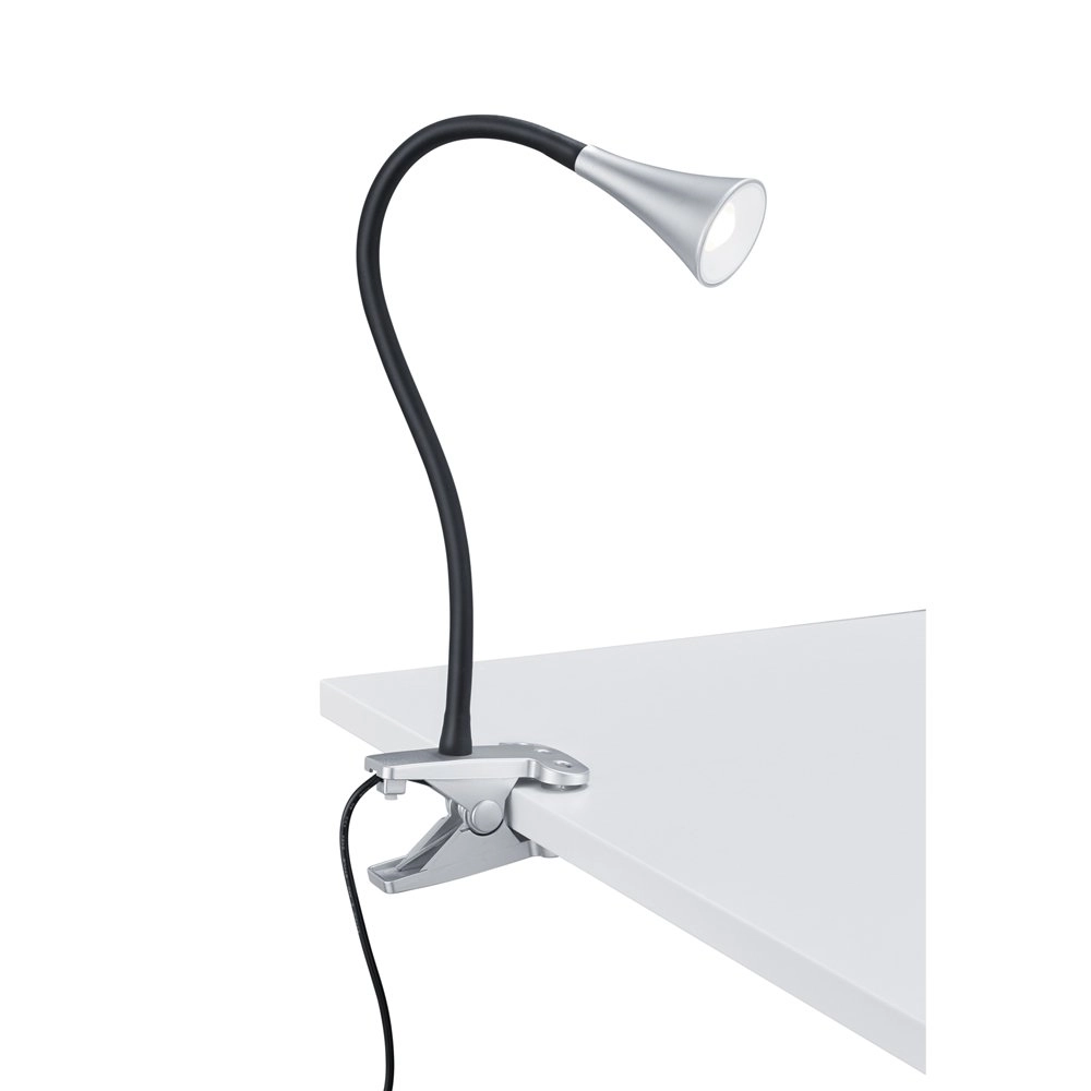 LED-Leselampe Viper grau mit schwarz