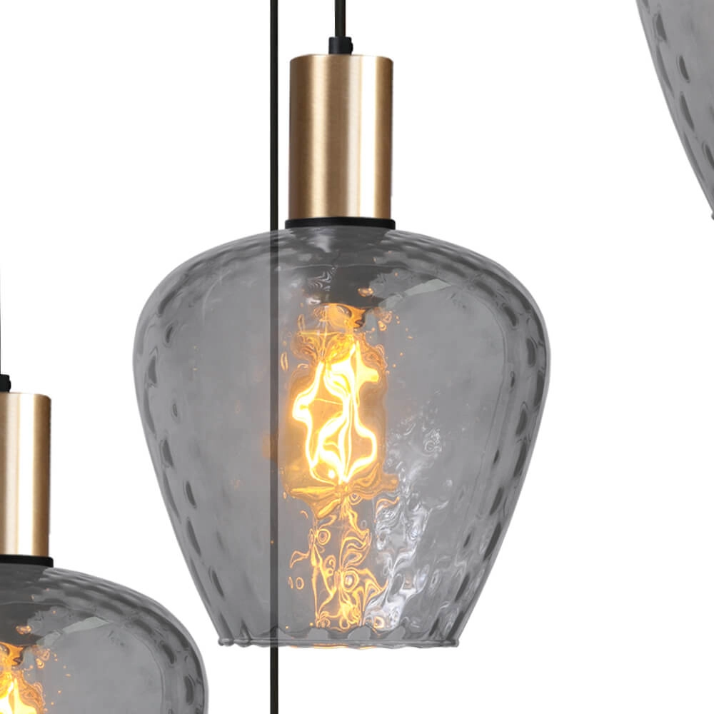 5-flammige Loft-Hängelampe - Gold - Porto mit Diamond-Rauchgläsern Masterlight 8718121271057