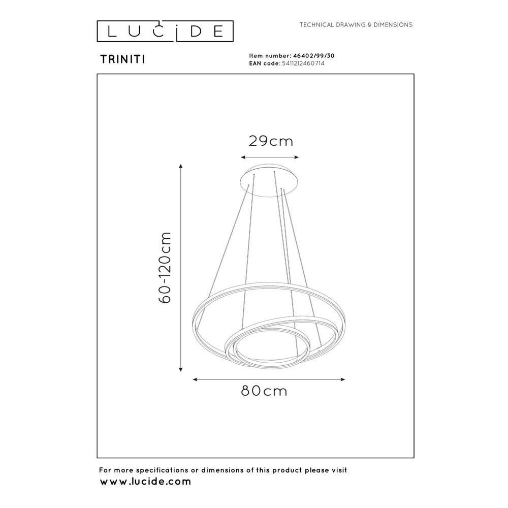 Moderne Pendellampe Triniti dimmbares Schwarz Lucide 5411212460714