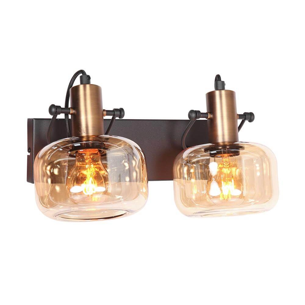 Doppelwandleuchte Glaslic Braunes Glas