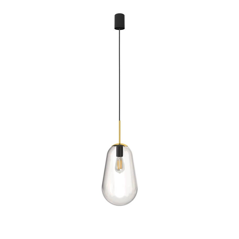 Hängelampe aus Glas Pear Medium Ø 22cm Gold mit klarem Glas Lyora 5903139867290