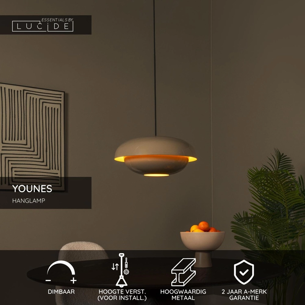 Pendellampe Younes Ø 40cm taupe Lucide 5411212650184