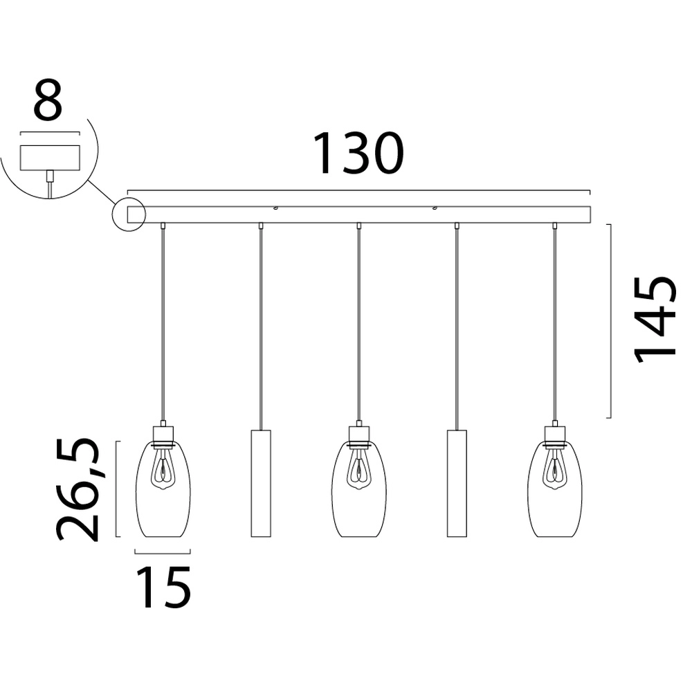 Glas-Pendellampe Olive 3x Ø 12,5 cm – 2x Run Pendant – Sand Masterlight 8718121394077