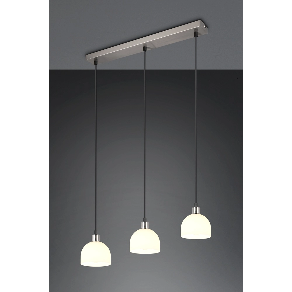 Nickel Pendelleuchte Molly 3-flammiges Weißglas Trio 4017807618099