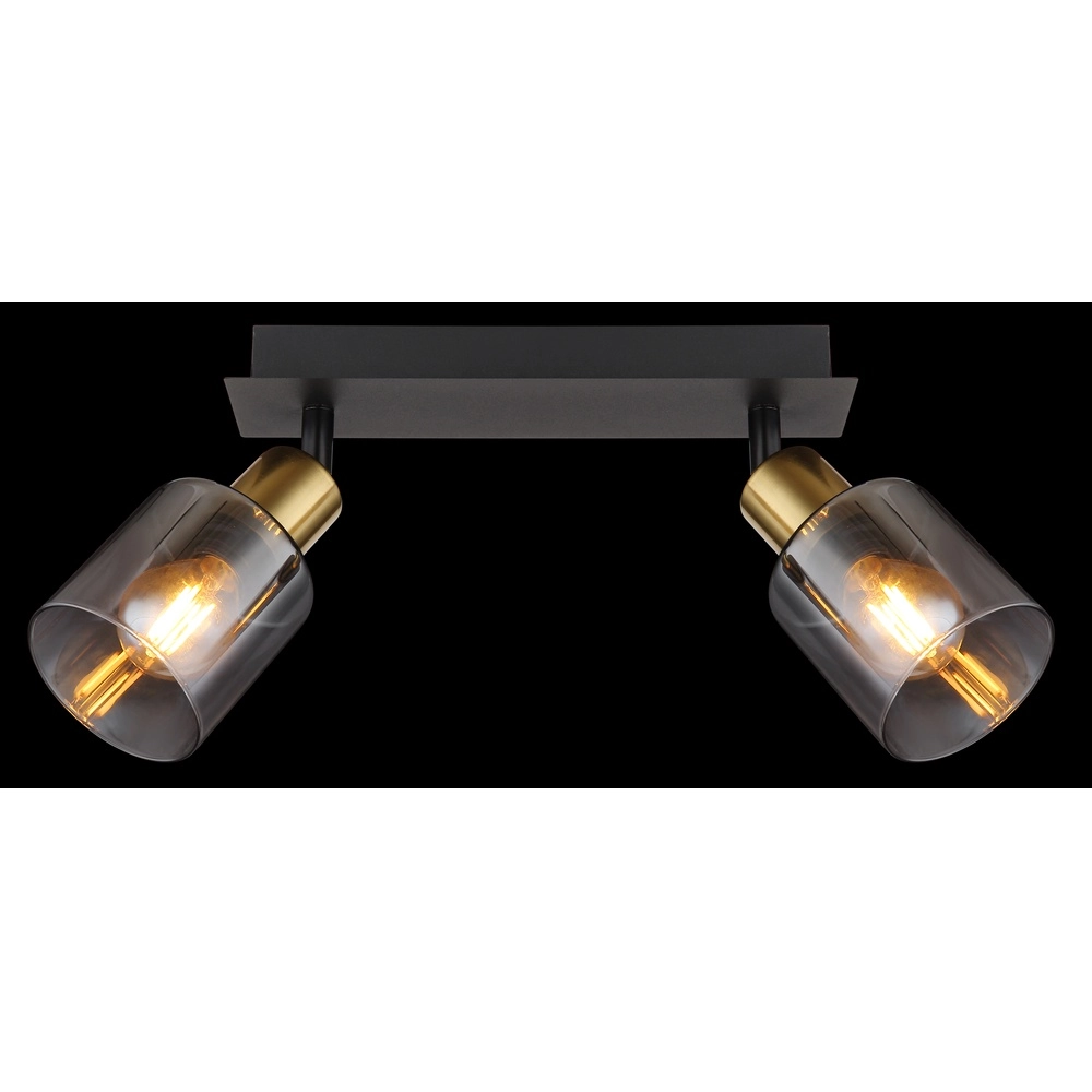 2-Licht Deckenlampe Hollsy Schwarz mit Rauchglas Globo 9007371445851