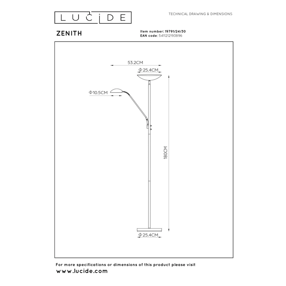 Leselampe Zenith Weiß Lucide 5411212193896
