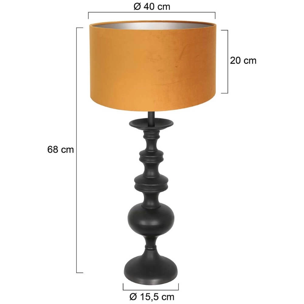 Klassische Tischlampe Lyons C mit goldenem Samtschirm Steinhauer 8712746166750