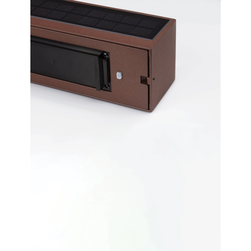 Solar-Wandleuchte Brown Rostbraun mit Holz Lyora 5212017449450