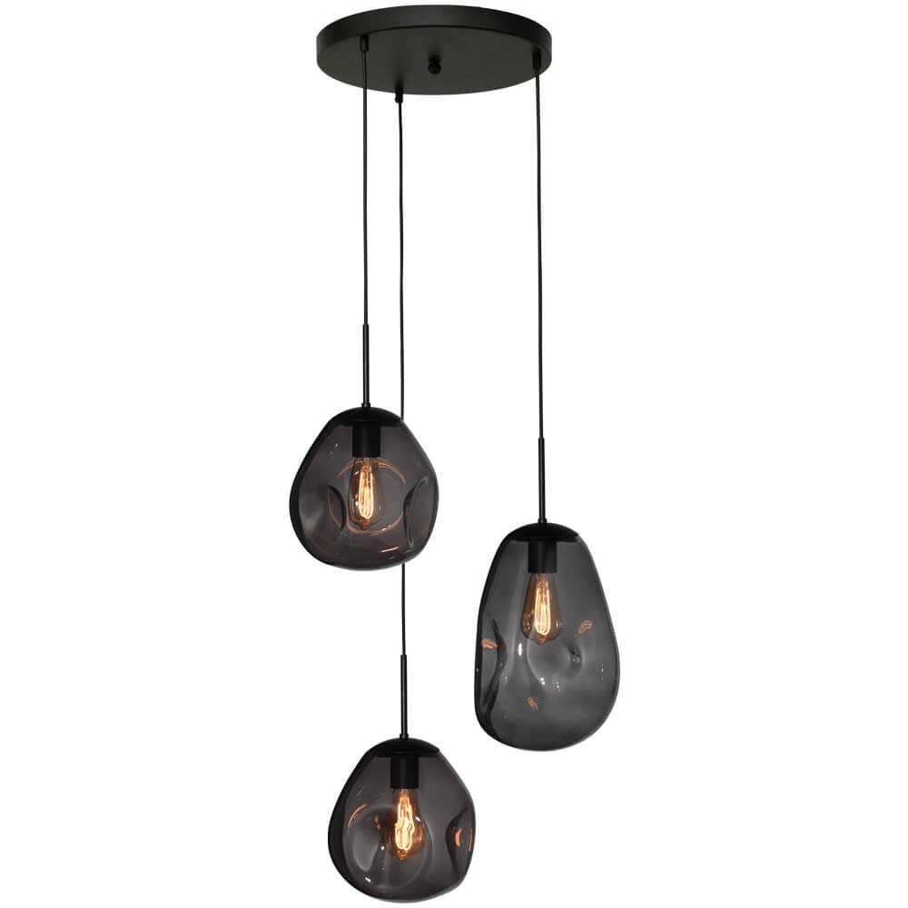 Pendelleuchte Lava 3x Rauchglas