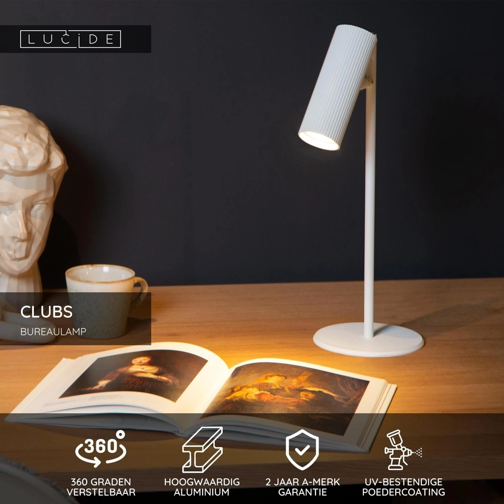 Schreibtischlampe Clubs Weiß Lucide 5411212093431