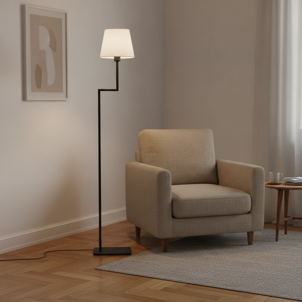 Stehlampe Savona schwarz mit weißer Kapuze