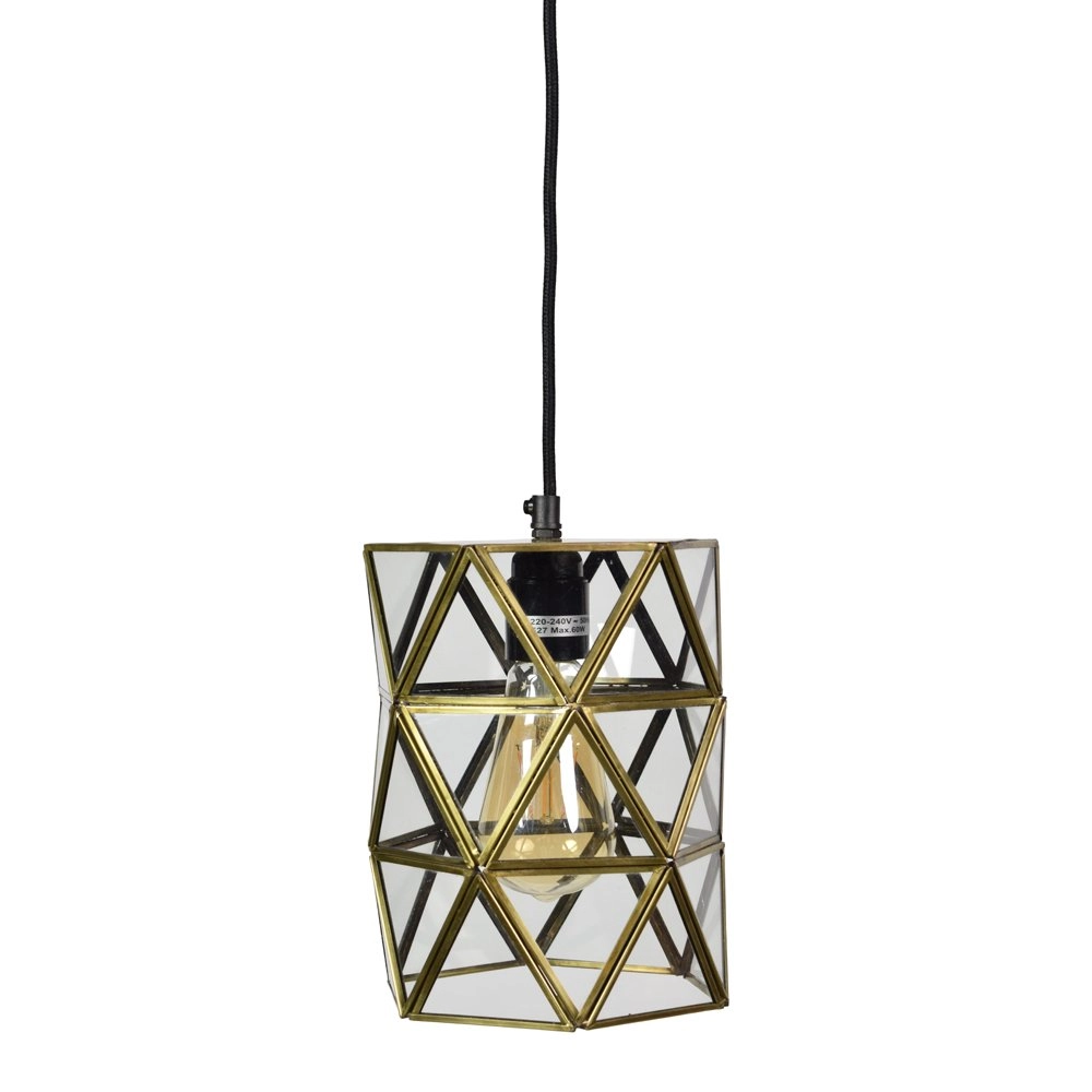 Antike Glas-Pendelleuchte Geo 3
