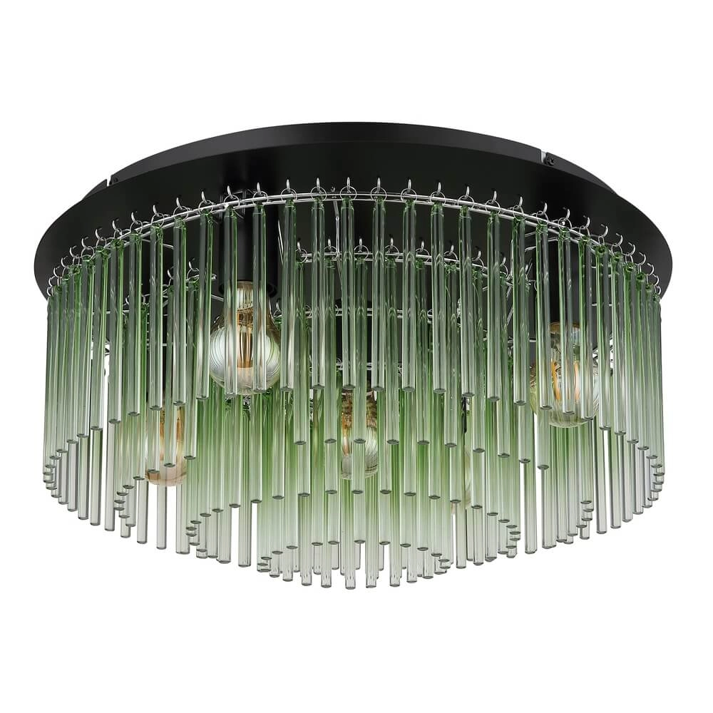 Schwarze Deckenleuchte Gorley mit grünem Glas Ø 50cm Globo 9007371471980