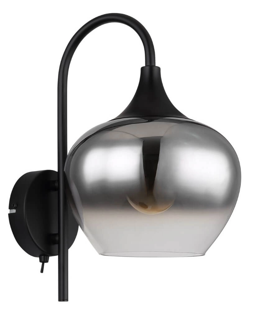 Schwarze Wandlampe Maxy mit Rauchglas Globo 9007371451418