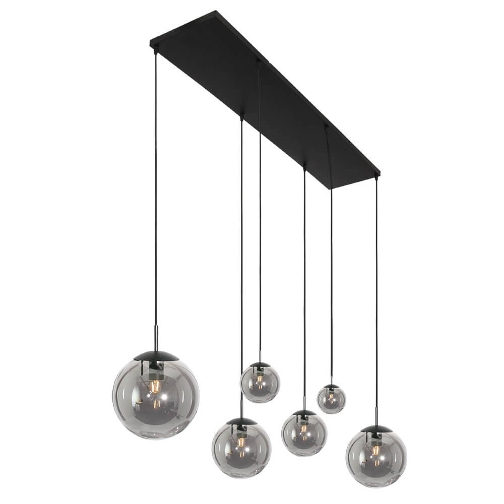 6-flammige Hängelampe aus Glas Bolique schwarz mit Rauchglas Steinhauer 8712746166422