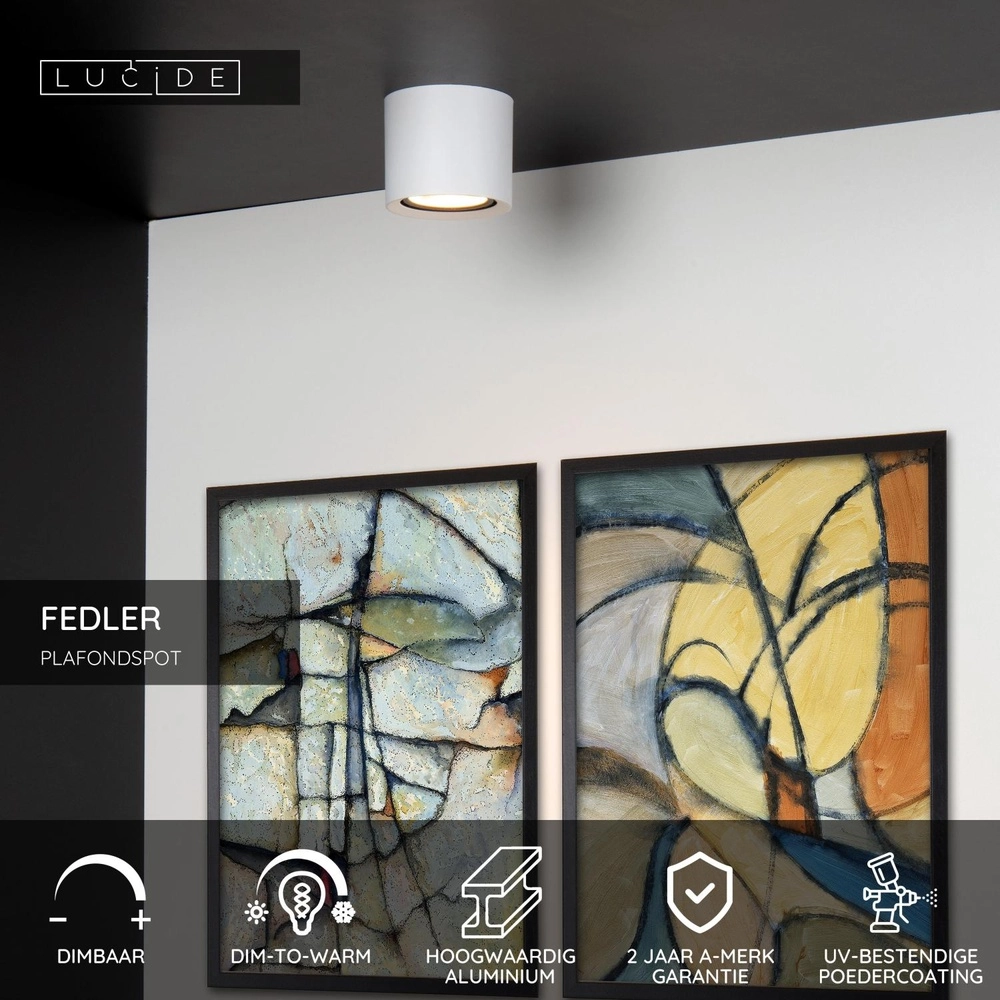 Deckenfleck Ø 12 cm Fedler GU10 ES111 weiß Lucide 5411212092137