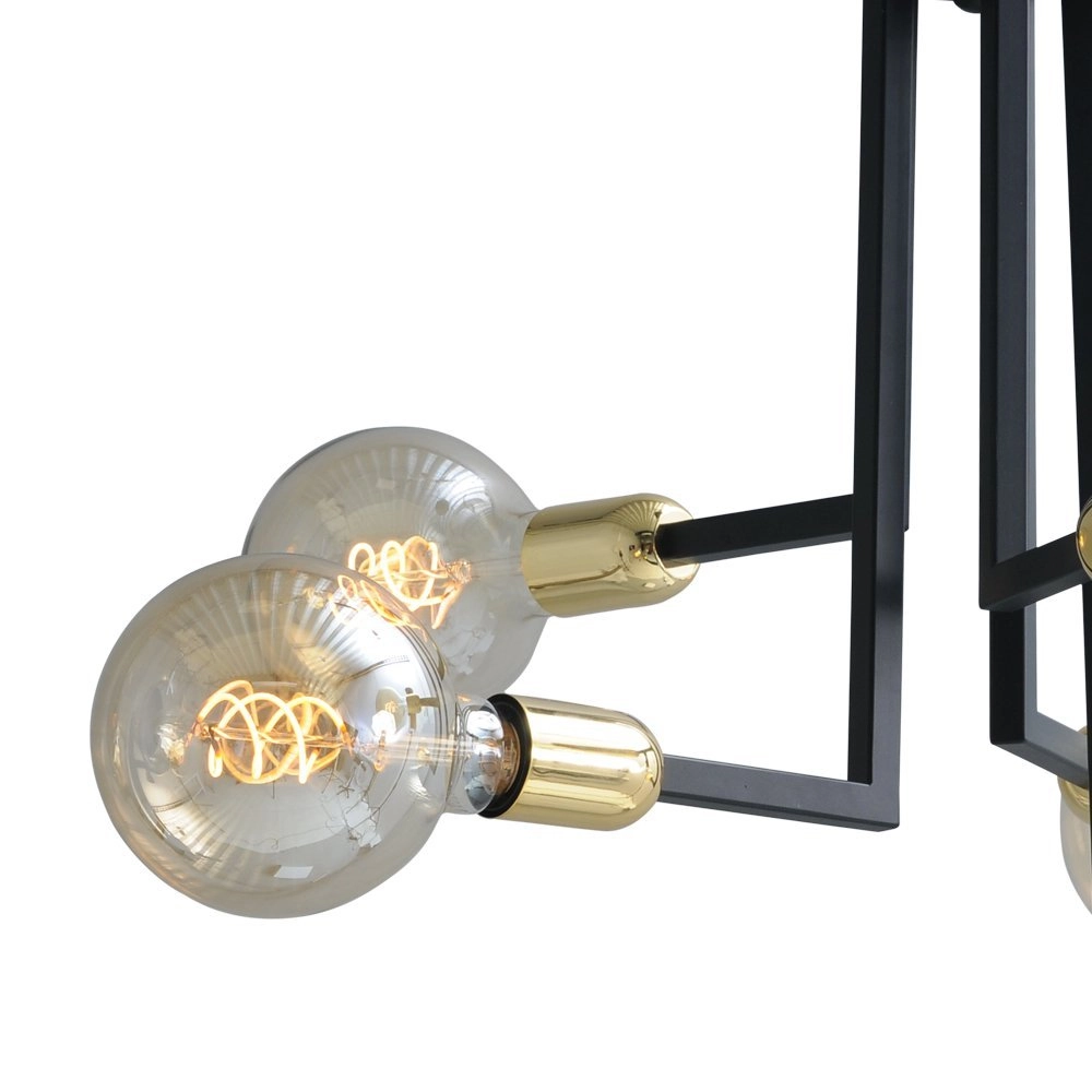 Schwarze Deckenlampe Tube 5 Lichter mit goldenen Beschlägen Masterlight 8718121188683