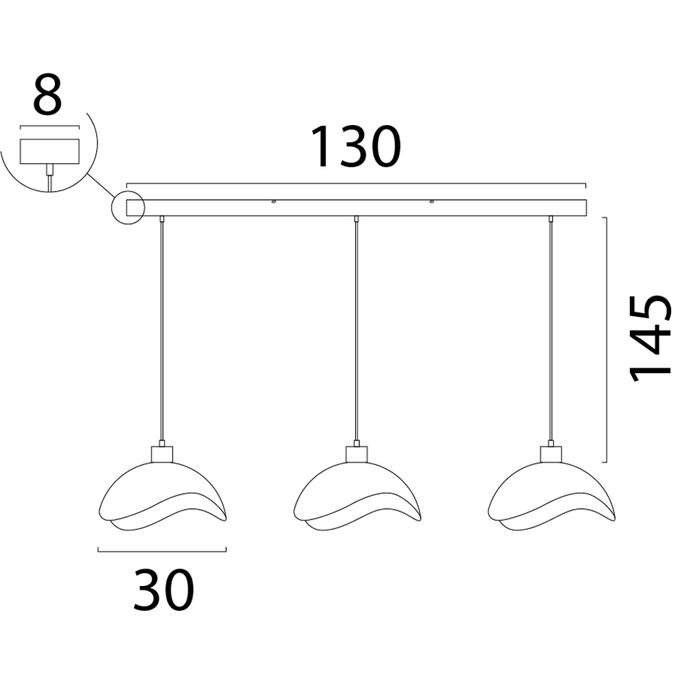 Büro-Hängelampe Volta 3x Ø30cm – weiß Masterlight 8718121395555