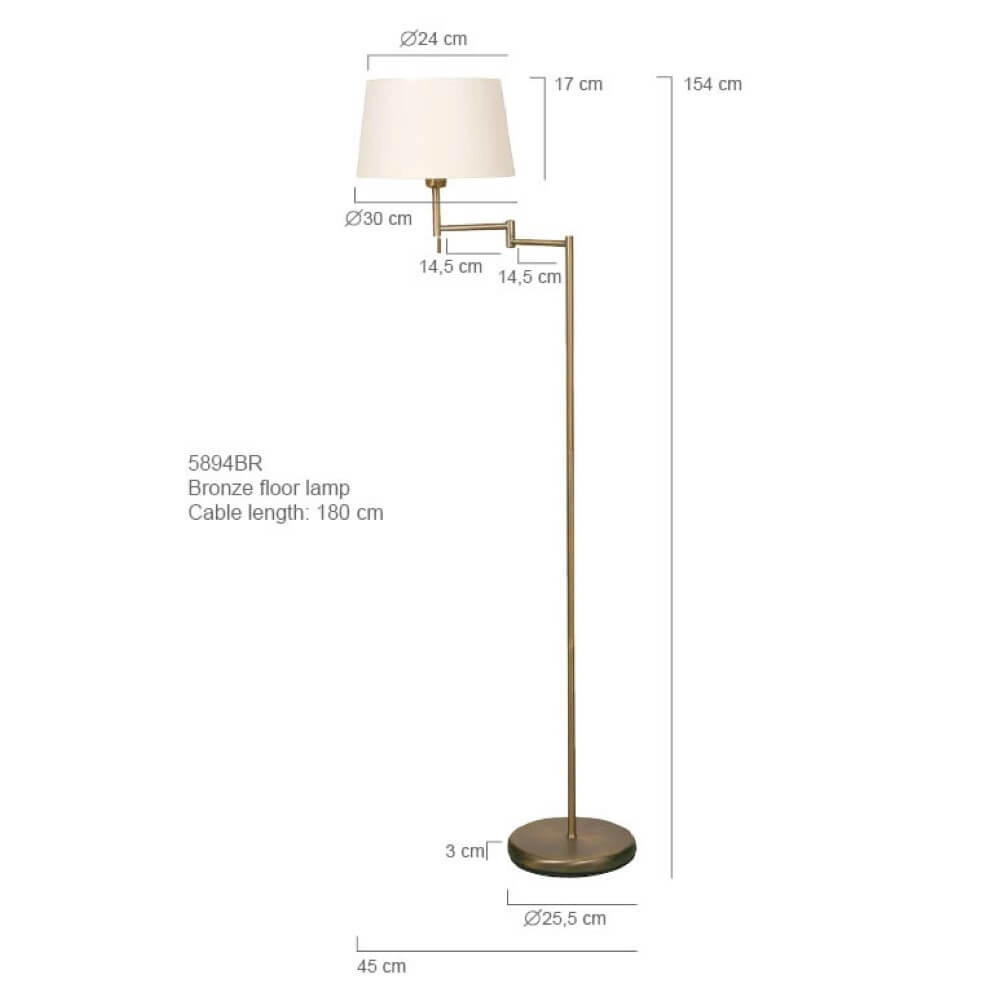 Stehlampe Mexlite 154 cm Broningbruin mit weißer Kapuze Steinhauer 8712746048087