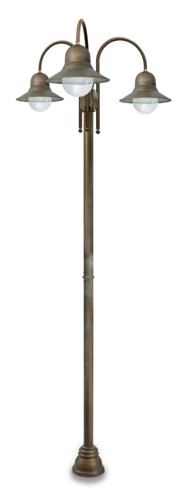 Stehlampe Campanula XL – 3-flammig aus gealtertem Messing