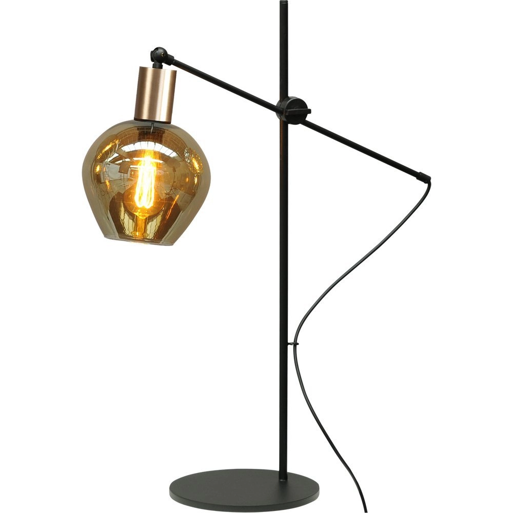 Schwarze Tischlampe mit Gold Bounty mit Glas