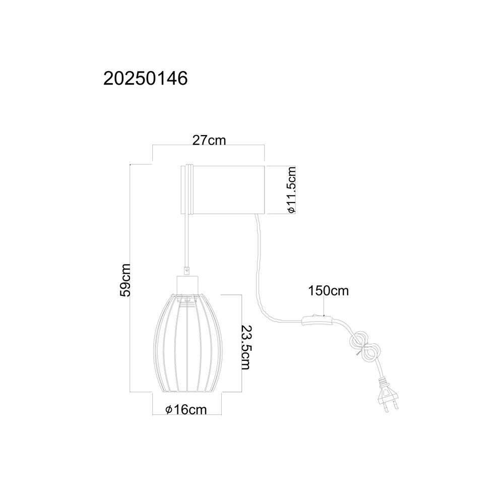 Wandlicht Berti Schwarz mit Holz Globo 9007371580330