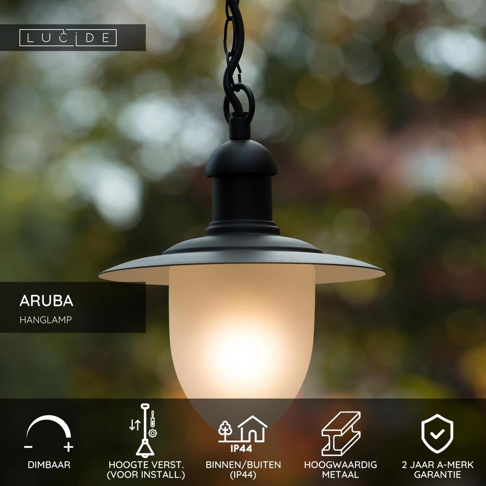 Land-Pendellampe Aruba schwarze Ø 25cm IP44 Lucide 5411212113504