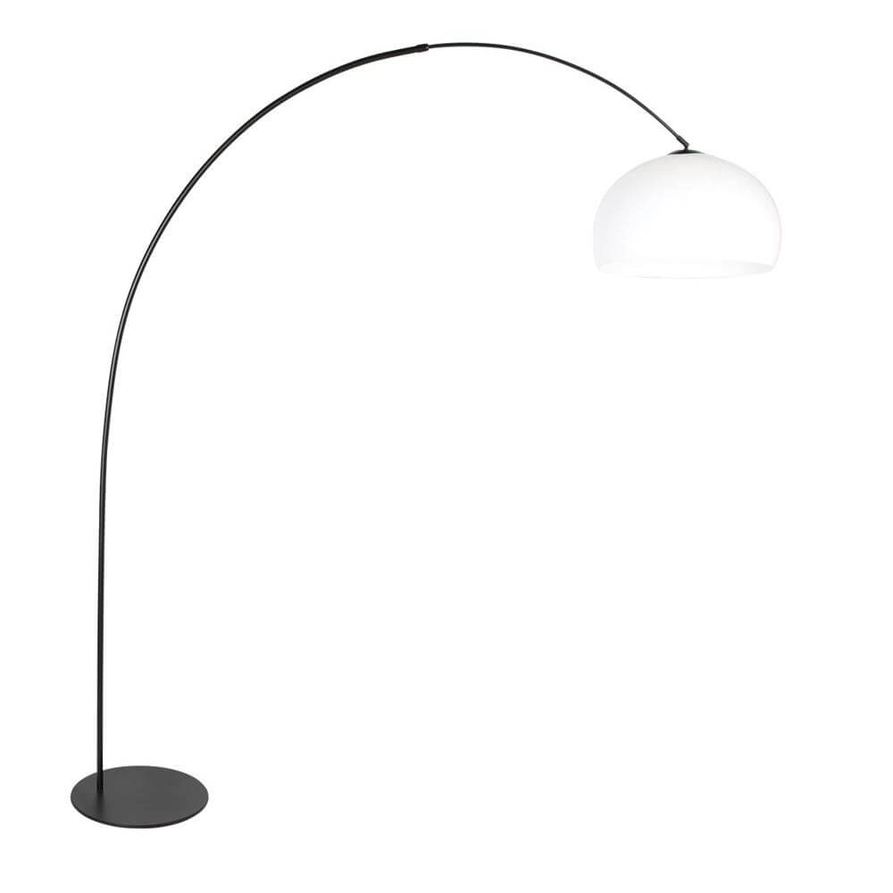 Stehlampe Curve schwarz mit weißer Schirmkugel Ø 48cm