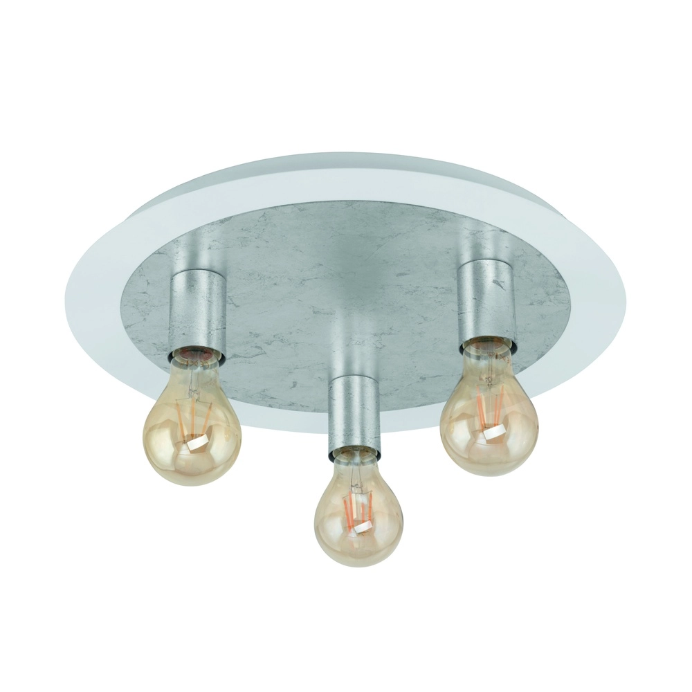 Einzigartige Deckenlampe Passano Weiß-silberne 3-Lampen