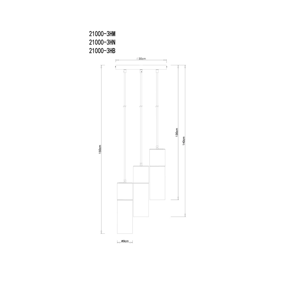 3-Licht Pendellampe Annika Nickel-Design Globo 9007371412686