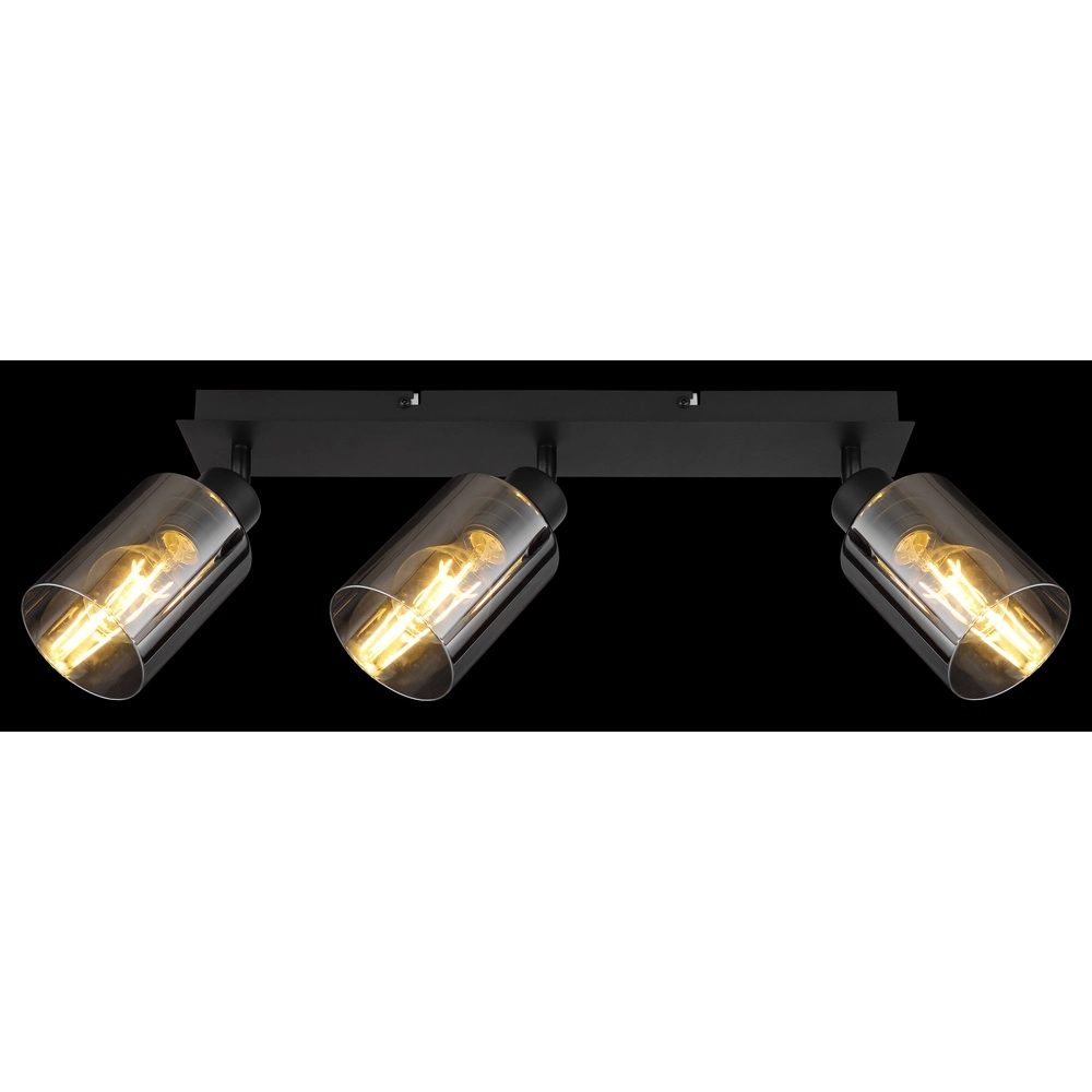 Deckenlampe Hadera 3-Licht Schwarz mit Rauchglas Globo 9007371443215