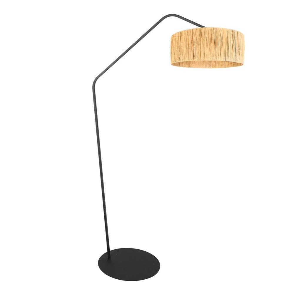 Stehlampe Zig-Zag schwarz mit Strohschirm Ø 40cm
