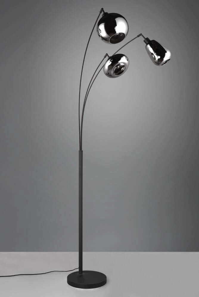 Stehende Stehlampe Lumina schwarze Leuchte mit Chromglas Trio 4017807581201