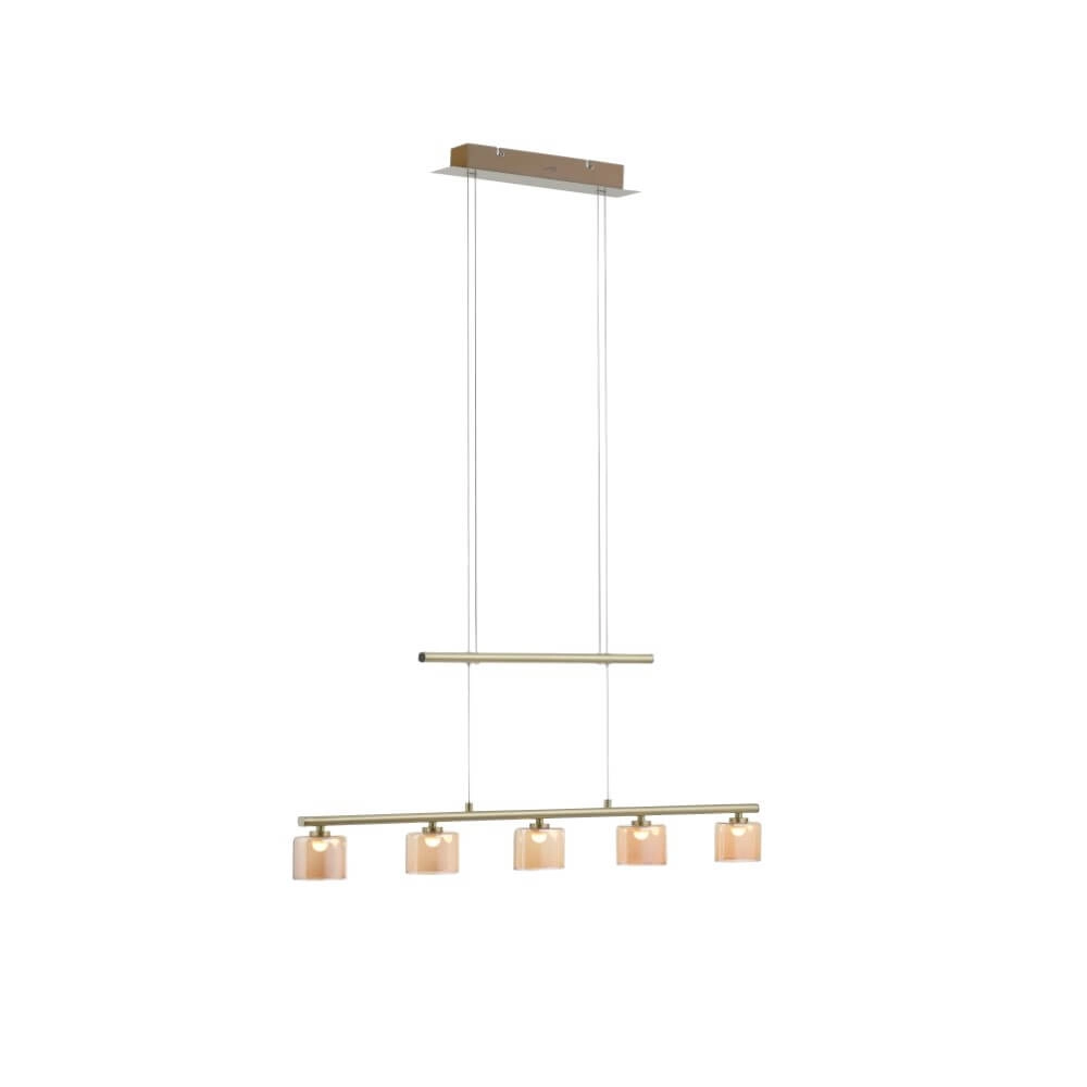 Hängelampe mit 5 Leuchten Hydra Messing