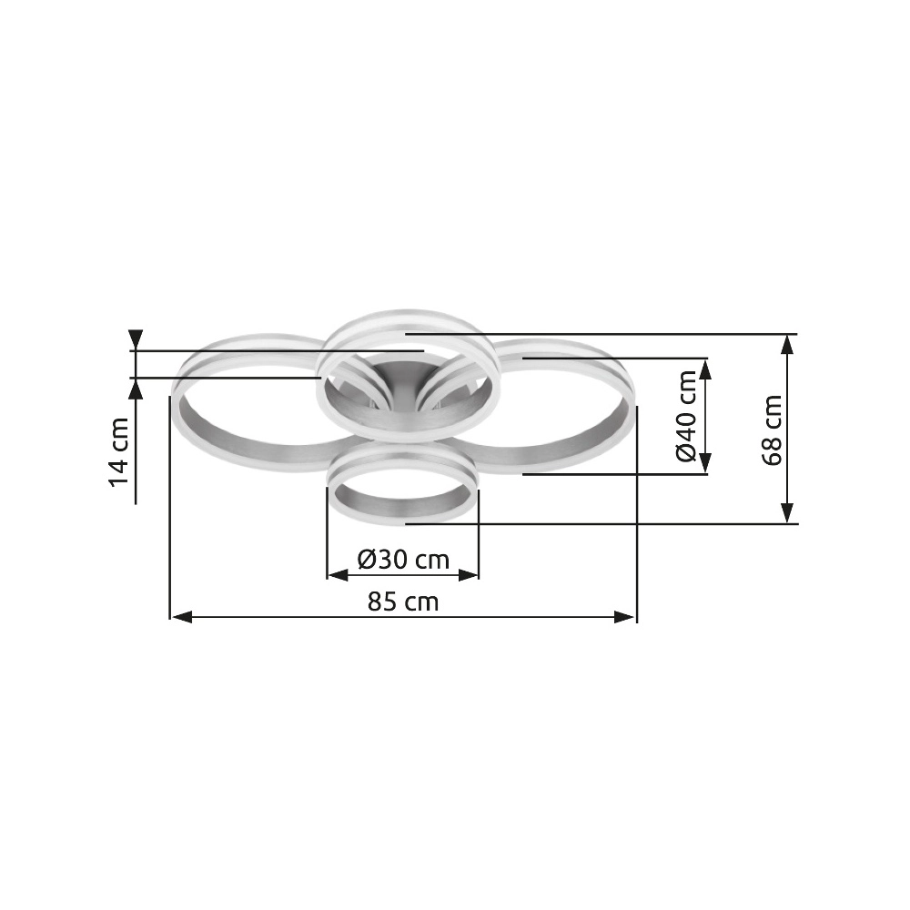 Deckenlampe Rubio Graue 4 Ringe Globo 9007371419913