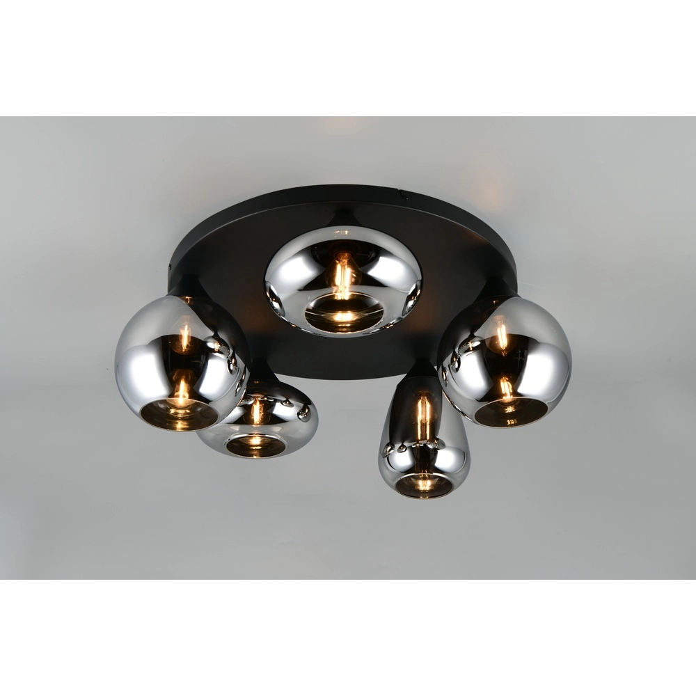 5-flammige Deckenleuchte Lumina schwarz mit Rauchglas Trio 4017807663181