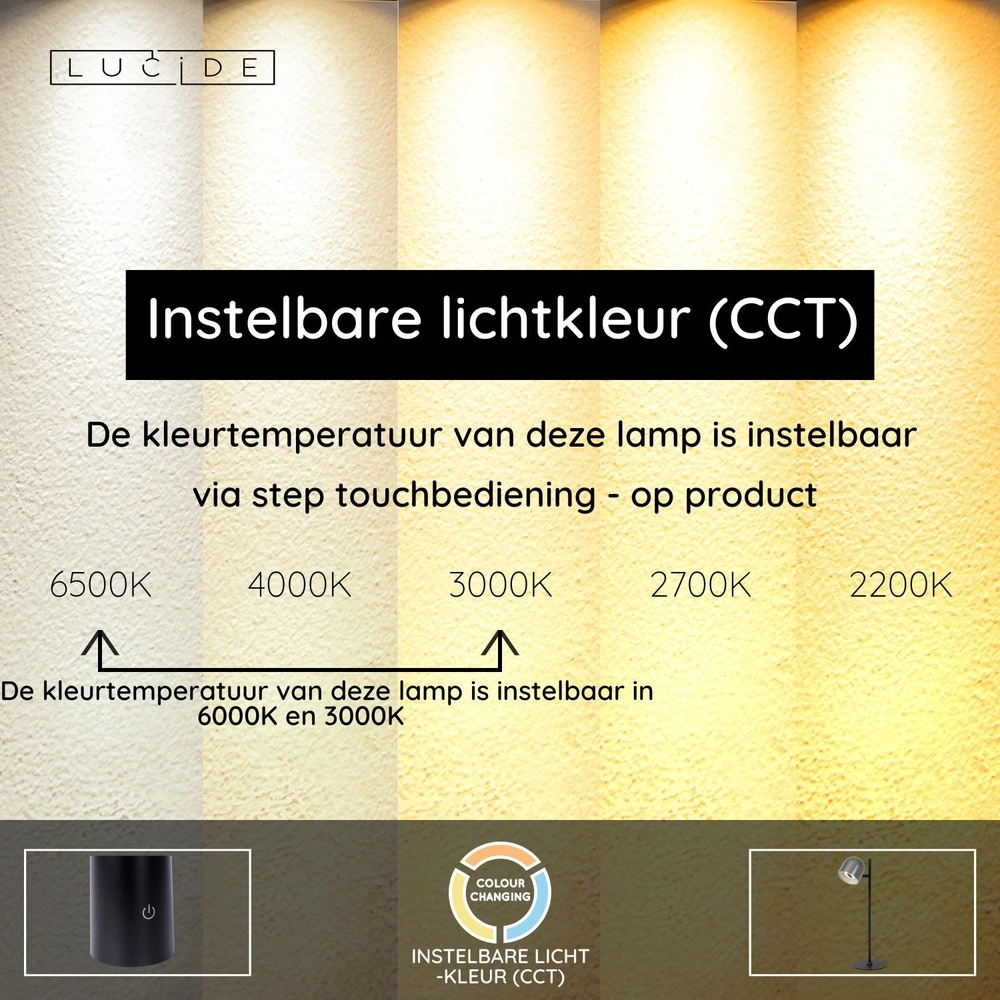 Wiederaufladbare Tischlampe Skanska Rech Metallisch-Grau Lucide 5411212032126