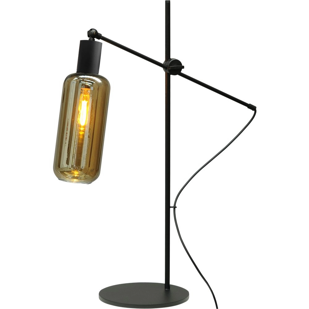 Schwarze Tischlampe Bounty mit Zylinderglas