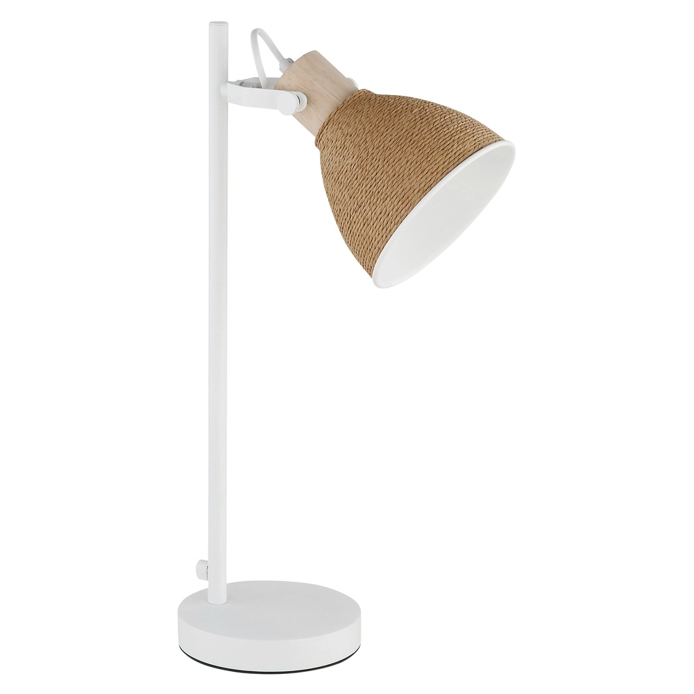 Schreibtischlampe Lyndon Weiß mit Rattan Globo 9007371592746