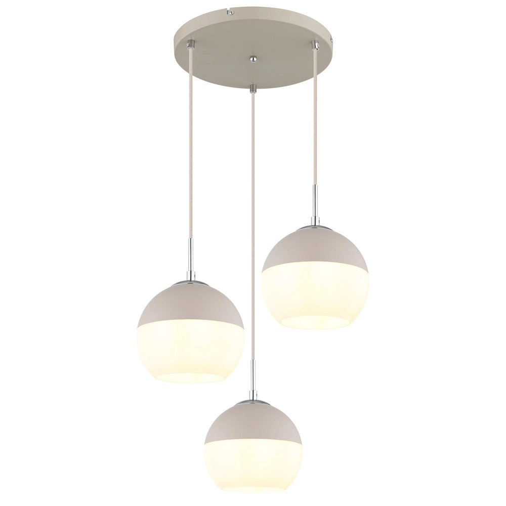 3-flammige Pendelleuchte Ragusa rund sandbraun