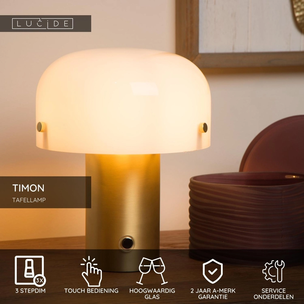 Tischlampe Timon 17,5 cm Gold Lucide 5411212051387