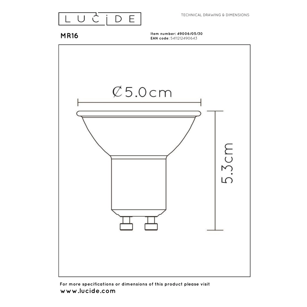 5W Led GU10 - 3000K schwarz dimmbar Lucide 5411212490643
