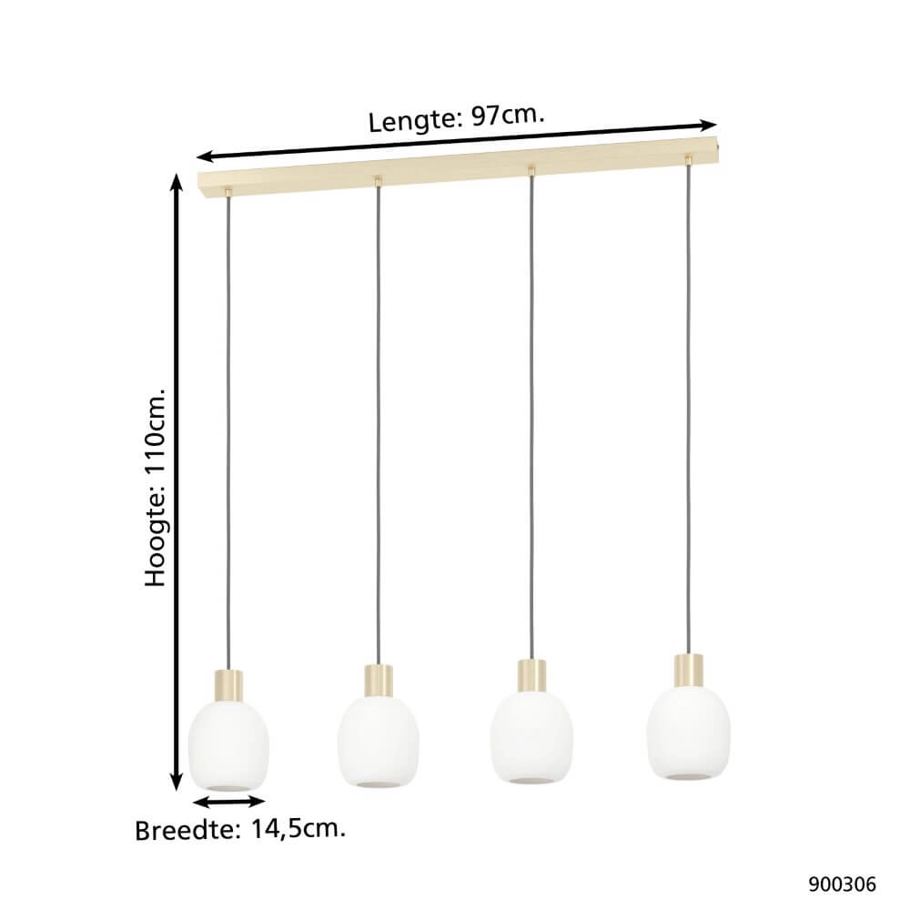 Goldene Esstischlampe Manzanares mit weißem Glas Eglo 9008606235919