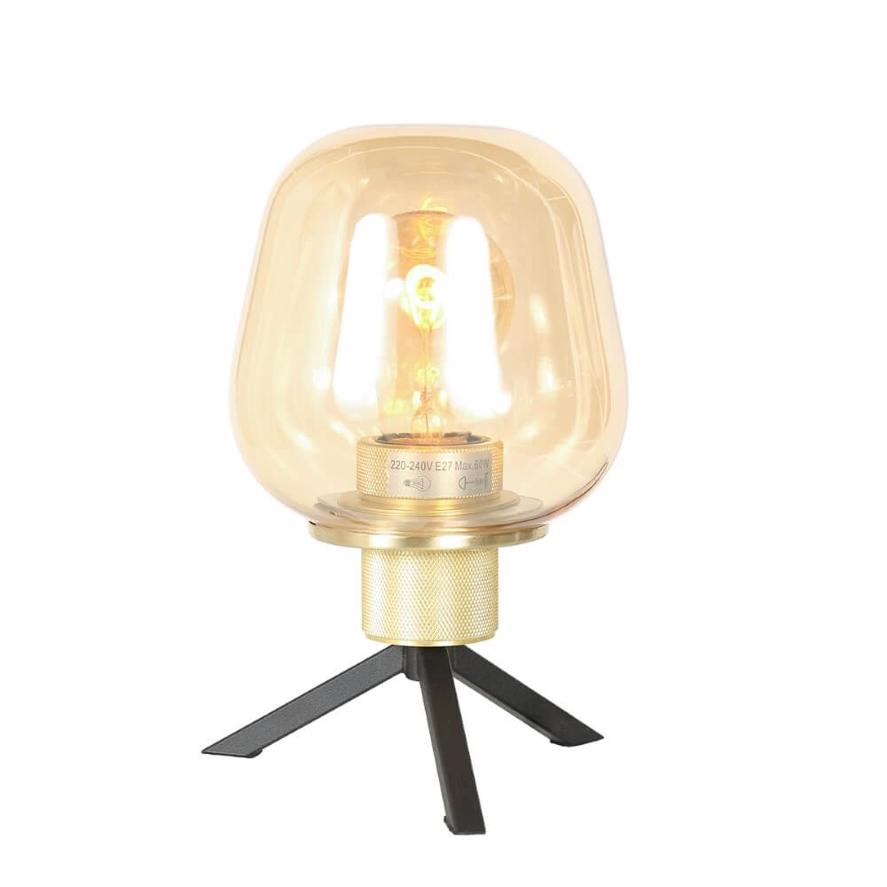 Tischlampe Reflexion Ø 14cm - mit bernsteinfarbenem Glas