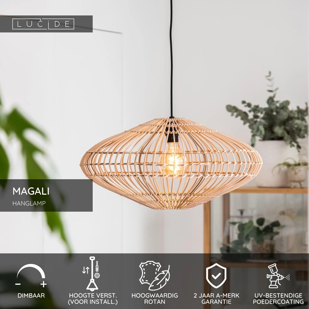 Rattan-Pendellampe Magali Ø 56 cm Lucide 5411212031433